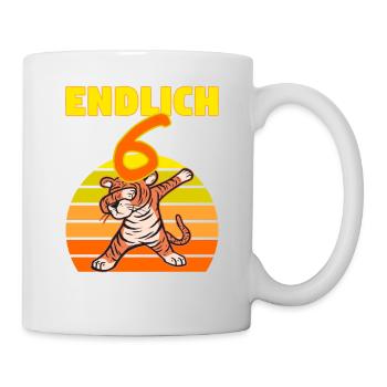 Dabbing Tiger 6 Geburtstag 6 Jahr Löwe witzig dab - Tasse - Weiß - Rechts