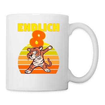 Dabbing Tiger 8 Geburtstag 8 Jahr Löwe witzig dab - Tasse - Weiß - Rechts
