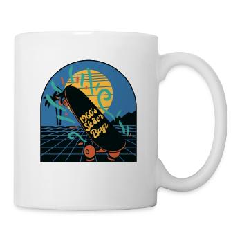 Skateboard Retro 60s Board Wheels Surf - Mug - white - Right