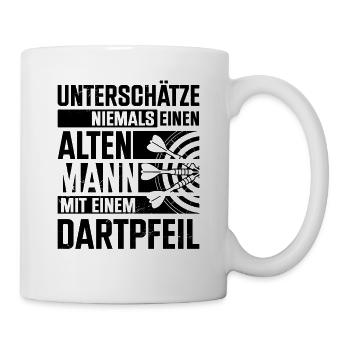 Dartspieler Dartpfeil Dartscheibe Dart Geschenk - Tasse - Weiß - Rechts