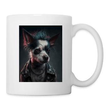 Chien punk rebelle - Mug blanc - blanc - Droite