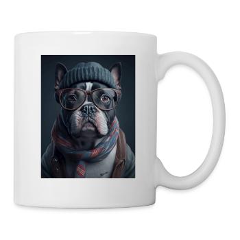Cooler Hipster-Hund - Tasse - Weiß - Rechts