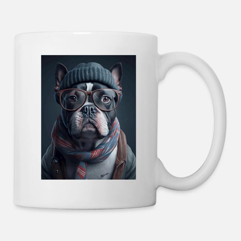 Cooler Hipster-Hund - Tasse - Weiß