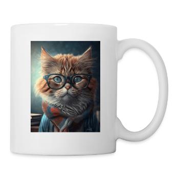 Coole Hipster-Katze - Tasse - Weiß - Rechts
