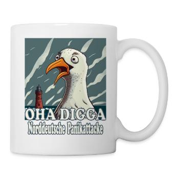 OHA Norddeutsche Panikattacke Friesisch Nordsee - Tasse - Weiß - Rechts