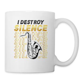 Ich Zerstöre Die Stille, Lustiges Saxophon - Tasse - Weiß - Rechts