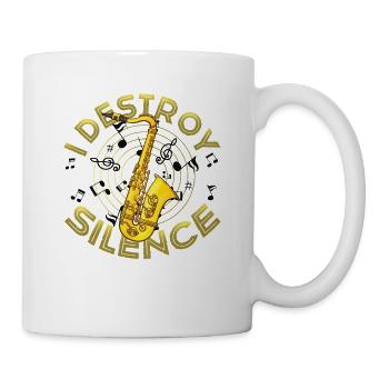 Ich Zerstöre Die Stille, Lustiges Saxophon - Tasse - Weiß - Rechts