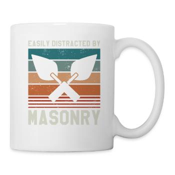 Easily Distracted By Masonry Bricklaying - Mug - white - Right