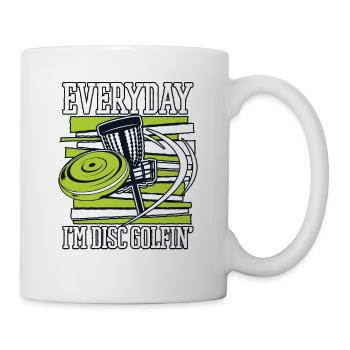 Everyday I'm Disc Golfing Frisbee Golf Basket - Mug - white - Right