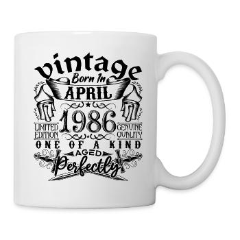 Geburtstag 1986 April 1986! geboren im April 1986 - Tasse - Weiß - Rechts