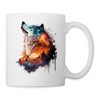 Wolf Forest Animals Mountains Colorful Wolves Animal Motif Animal - Mug - white - Right