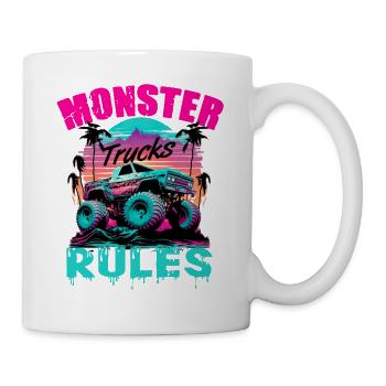 Monster Trucks Rules für Männer und Jungen - Tasse - Weiß - Rechts