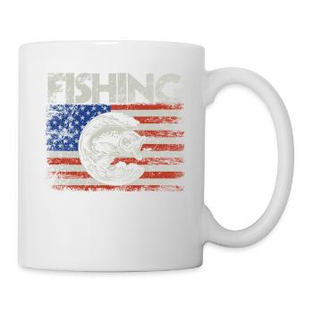 Pêche drapeau américain Vintage USA Bass Fish - Mug blanc - blanc - Droite