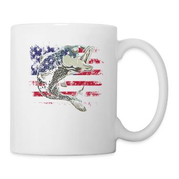 Pêche drapeau américain Vintage USA Bass Fish - Mug blanc - blanc - Droite