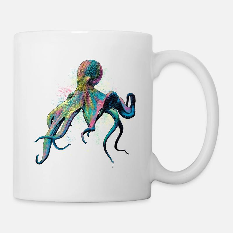 Bunter Oktopus - Tasse - Weiß