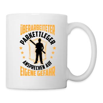 Überarbeiteter Parkettleger Fußbodenleger - Tasse - Weiß - Rechts