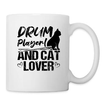 Joueur de tambour et amoureux des chats Batteur et propriétaire de chats - Mug blanc - blanc - Droite