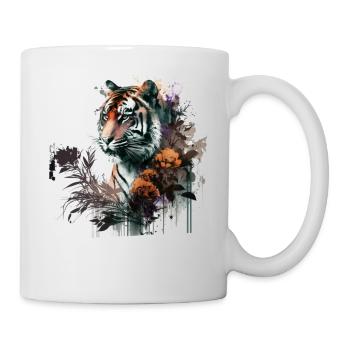 Tiger Geschenk Zoo Tier Tierliebhaber Motiv Kopf - Tasse - Weiß - Rechts