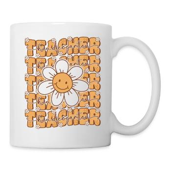 Groovy Retro Kindergarten Teacher Cute Flower - Mug - white - Right