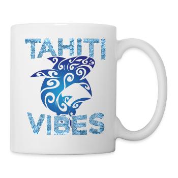 Stammeshai Tahiti Vibes Tropische Insel Französisch - Tasse - Weiß - Rechts