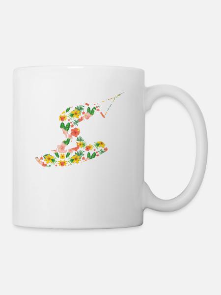 Wakeboard Summertime Floral Wakeboarding Bunte - Tasse - Weiß