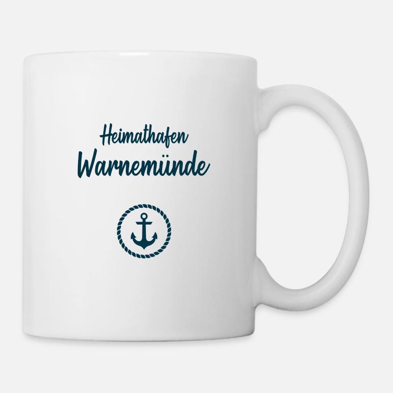 Heimathafen Warnemünde Segeln Boot Ostsee - Tasse - Weiß