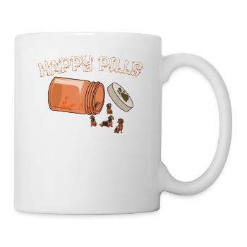 Happy Pills Dachshund Funny Dog Lover Humor Drugs - Mug - white - Right