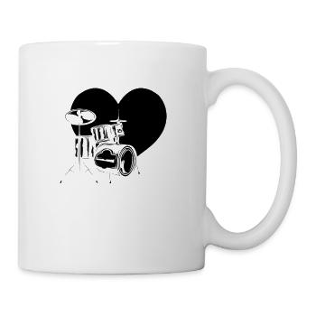 Heart Drum Set Drumming Instrument Drum Player - Mug - white - Right