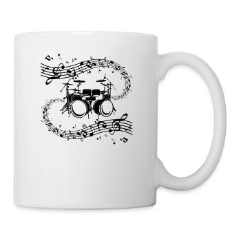 Musical Drum Set Drum Instrument Music Notes Drumm - Mug - white - Right