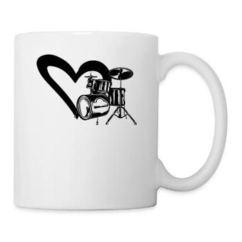 Heart Drum Set Drumming Instrument Drummer Drum Pl - Mug - white - Right