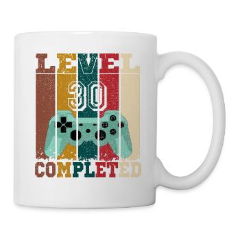 Level 30 abgeschlossen, Geburtstagsgeschenk 30 Jahre Gamer - Tasse - Weiß - Rechts
