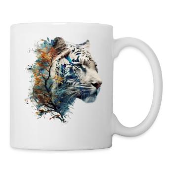 Tiger Tiere Geschenk Mann Kunst Bunt Tiermotiv - Tasse - Weiß - Rechts