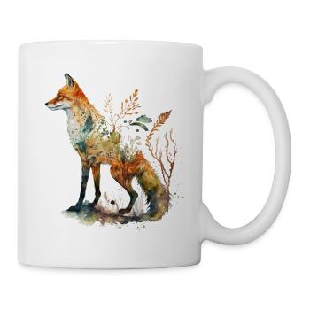 Fuchs Kunst Kunstwerk Geschenk Tierliebhaber Motiv - Tasse - Weiß - Rechts