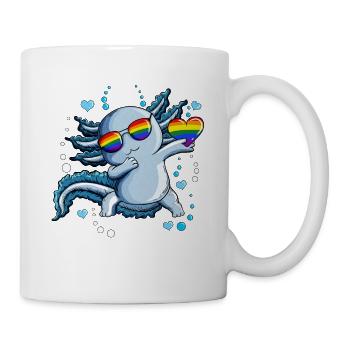 Herzen Luftblasen unter Wasser LGBTQ Herz Axolotl - Tasse - Weiß - Rechts