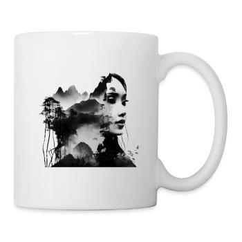 Double Exposure Asian Woman and Nature Scenery - Mug - white - Right