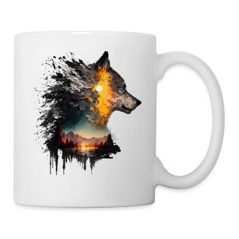 Wolf Geschenk Heulende Wölfe Tier Tiermotiv Jagd - Tasse - Weiß - Rechts