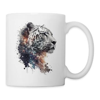 Tiger Tiere Geschenk Mann Kunst Bunt Tiermotiv - Tasse - Weiß - Rechts