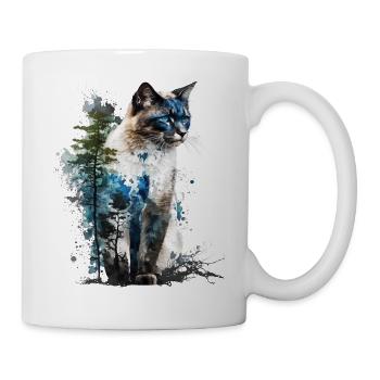 Katzenmotiv Geschenkidee Katze Fun Kunst Tier - Tasse - Weiß - Rechts