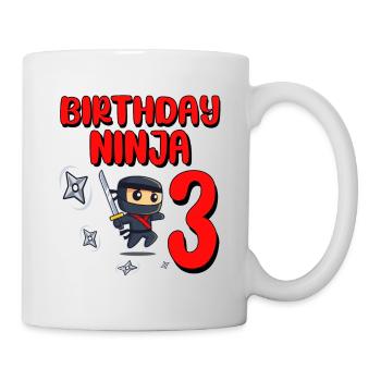 Birthday Ninja 3 Years Old Bday Party Gift Ninja - Tasse - Weiß - Rechts