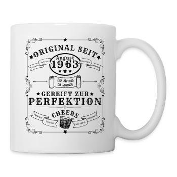 August 1963: 60 Jahre, Whisky, Gin, Rum - Tasse - Weiß - Rechts