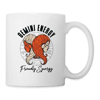 Zwillinge Energie Astrologische Dinosaurier - Tasse - Weiß - Rechts