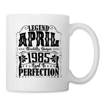 April 1985. Jahrestag April 1985. Geschenk 1985. - Tasse - Weiß - Rechts