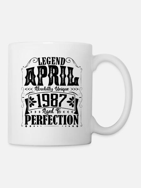 April 1987. Jahrestag April 1987. Geschenk 1987. - Tasse - Weiß