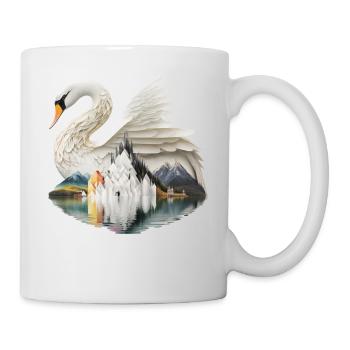 Schwan See Berge Geschenk Frau Kunst Tiere Vogel - Tasse - Weiß - Rechts