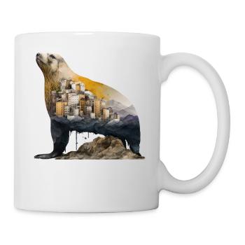 Walrus Gift Seal Mountains Woman Art Animal - Mug - white - Right