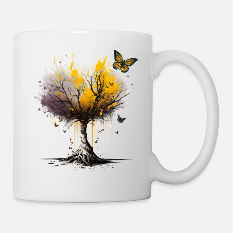 Schmetterling Baum Geschenk Frau Kunst Tier - Tasse - Weiß