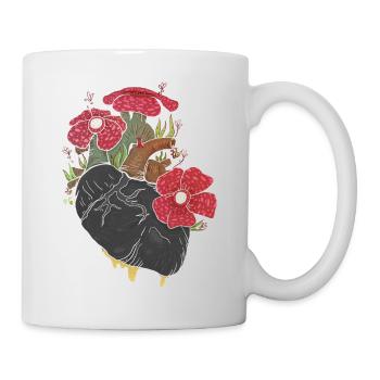 Anatomisches Herz und Blumen - Tasse - Weiß - Rechts