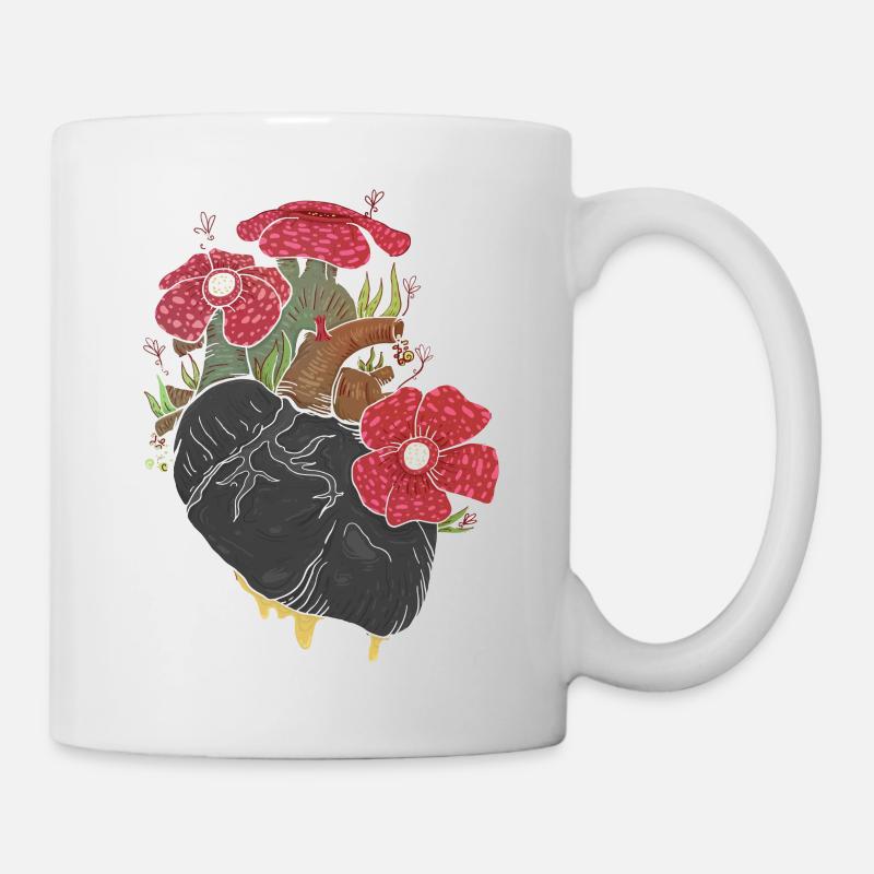 Cœur anatomique et fleurs - Mug blanc - blanc