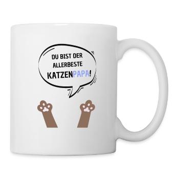 Du bist der beste Katzenpapa braun - Tasse - Weiß - Rechts