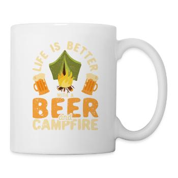 La vie est meilleure avec une bière et un feu de camp - Mug blanc - blanc - Droite